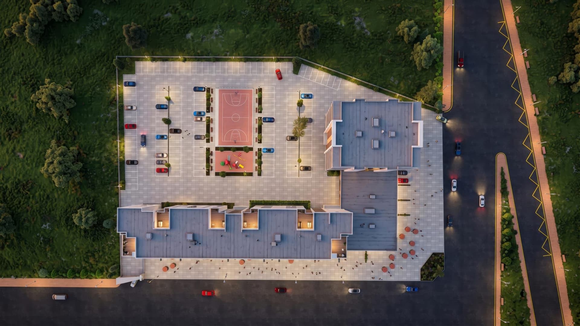 Laviva Plus gece kuşbakışı görünümü renderı
